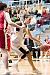 Bri Monahan backs a defender toward the hoop.