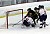 Gustavus players crashed the net against Saint Mary's.