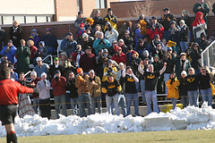 An enthusiastic crowd of around 700 braved chilly conditions to cheer the Gusties to victory.