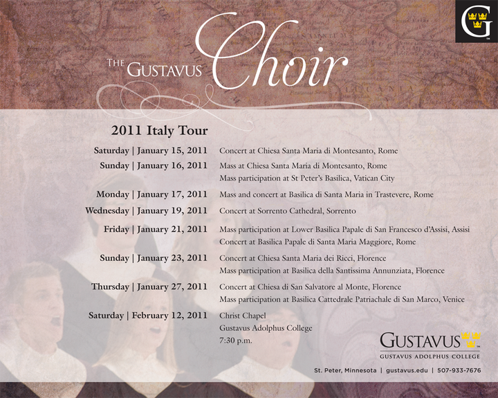 Gustavus Choir tour Gustavus Choir